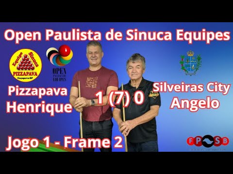 Frame 2 - Henrique (1(7)0) Angelo - Pizzapava x Silveiras - Open Paulista de Sinuca por Equipes -
