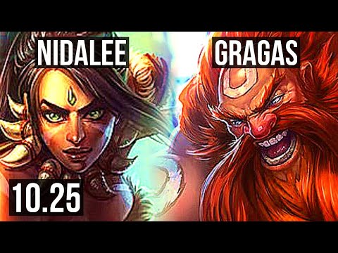 NIDALEE vs GRAGAS (JUNGLE) | 71% winrate, 25/3/12, Legendary | KR Grandmaster | v10.25