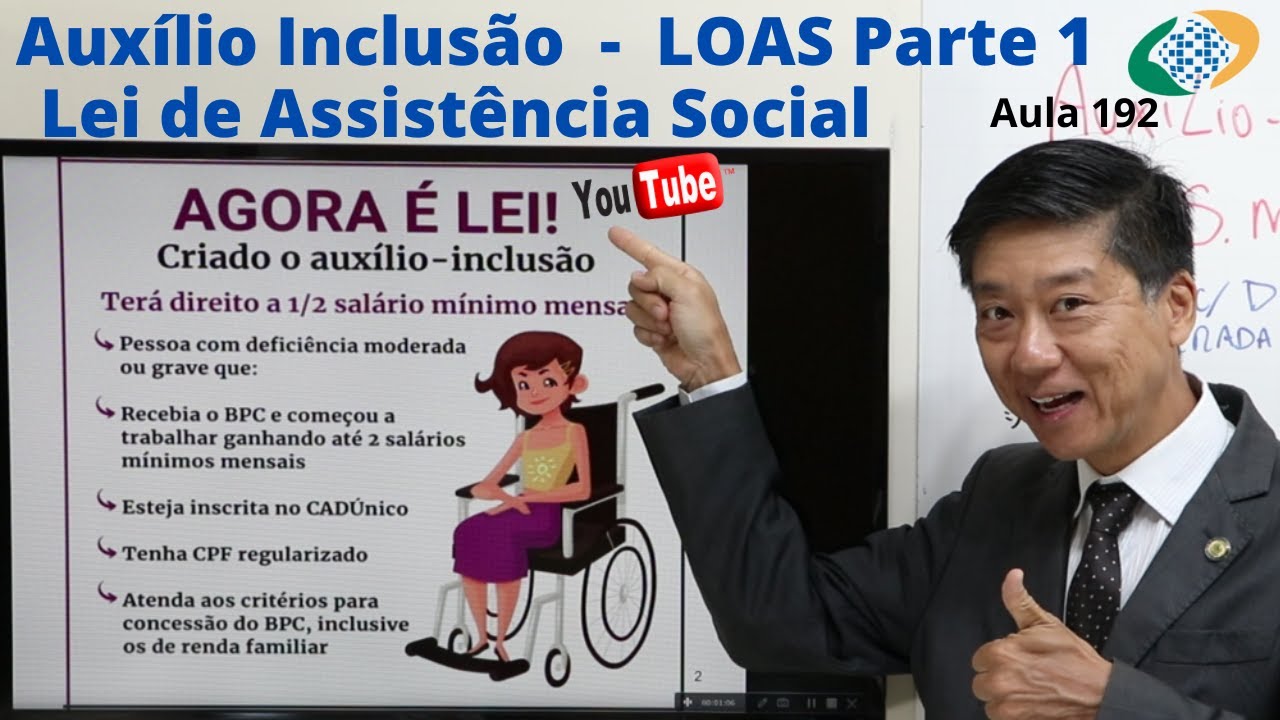 Lei de Assistência Social- LOAS Auxílio Inclusão - Aula 192 - Dto Previdenciário Prof Eduardo Tanaka