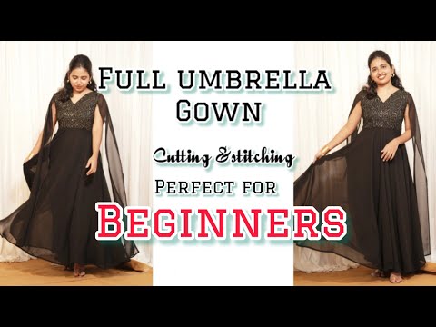 Full Umbrella Gown Cutting and Stitching | Step-by-Step Tutorial#ayonachippy #umbrellagown #fashion