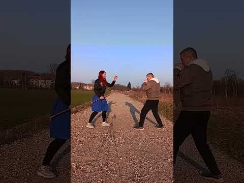 Civilian-Combat(Cane)-Jitsu vs Roundhouse Punch  #combat #defense #martialarts