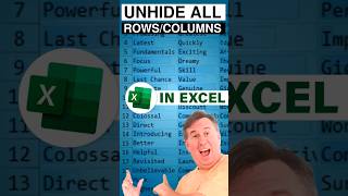 Excel Unhide All Rows and Columns #shorts #excel #excelsolutions #excelhacks - Episode S0005