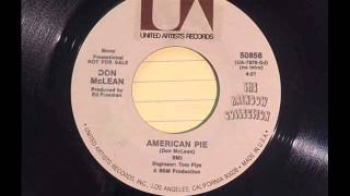 DON MCLEAN AMERICAN PIE MONO PROMO 45 RADIO EDIT