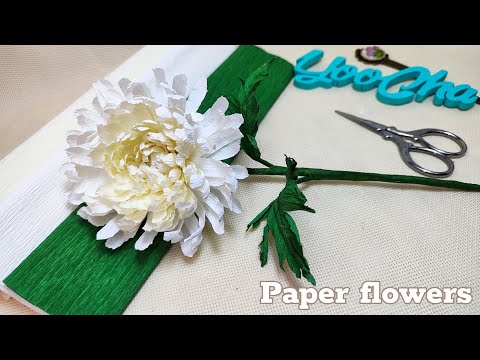 How to make chrysanthemum flowers out of easy crepe paper/DIY/ASMR craft paper