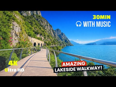 Virtual Run 4k with music 30 Minute Treadmill Workout Scenery Lake Garda