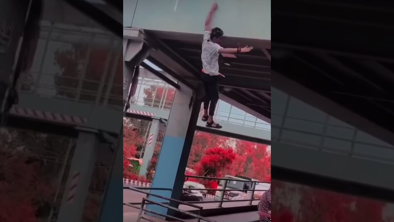Epic #fail man falls from building