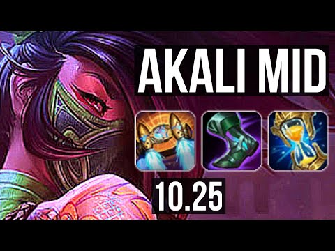 AKALI vs FIZZ (MID) | 6 solo kills, 10/2/6, 600+ games, Legendary | KR Master | v10.25