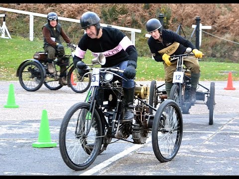 De Dion Motor Tricycles at Brooklands on 29th November 2017.