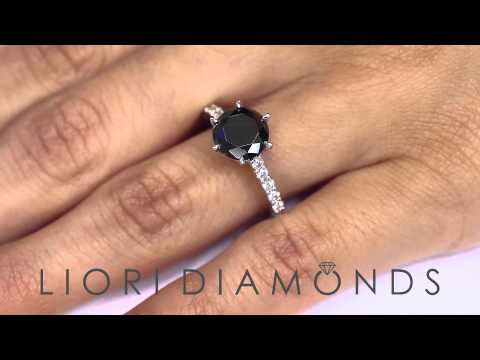 BDR-SOLD-077 - 2.49 Carat Certified Natural Black Diamond Engagement Ring 18k White Gold