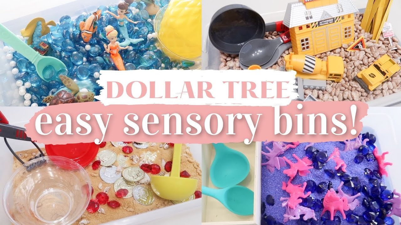 EASY + AFFORDABLE SENSORY BINS FOR TODDLERS ✨👶🏼👧🏼💕 | DOLLAR TREE SENSORY BINS | KAYLA BUELL