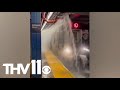 Water Pours Into Flooded Subway Station In NYC