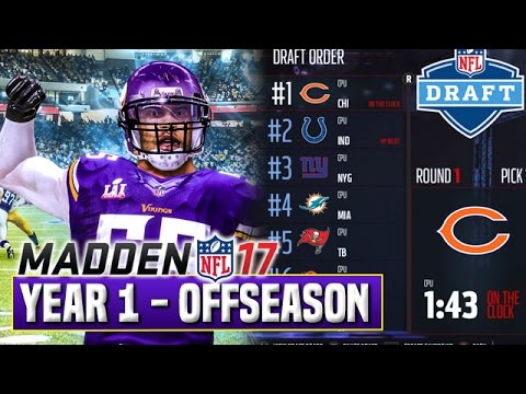 FULL OFFSEASON DRAFT/FREE AGENCY - Madden 17 Vikings Franchise Year 1 | Ep.21