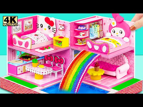 Make Hello Kitty House with My Melody Bedroom, Rainbow Slide from Cardboard - DIY Miniature House
