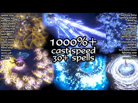 How spells look and sound with 1000% cast speed - Path of Exile (3.16 Scourge)