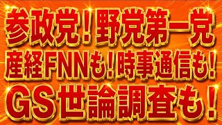 参政党が3社の世論調査で野党第一党！完全に参政党の時代到来！産経・時事・GS世論調査。