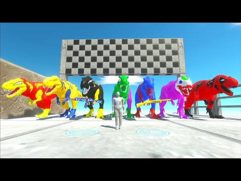 Fps Avatar vs Team Superheroes Superman Tyrannosaurus Rex Race  - Animal Revolt Battle Simulator