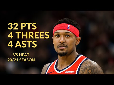 Bradley Beal 32 Pts 4 Threes 8 Rebs 4 Asts Highlights vs Miami Heat | NBA 20/21 Season