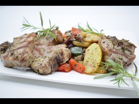 Lamb chops and Meditteranean veggies on the BBQ