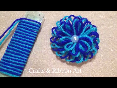 Amazing Woolen Flower Craft Ideas with Scale - Hand Embroidery Easy Trick - Sewing Hack- Yarn Flower