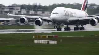 preview picture of video 'Airbus A380 Wet Landing, Emirates Airlines - Cabin First Flight'