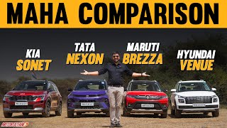 Tata Nexon vs Maruti Brezza vs Kia Sonet vs Hyundai Venue - MAHA COMPARISON