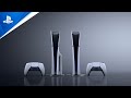 playstation-5-slim, pohled na konzoli a ovladač vedle sebe