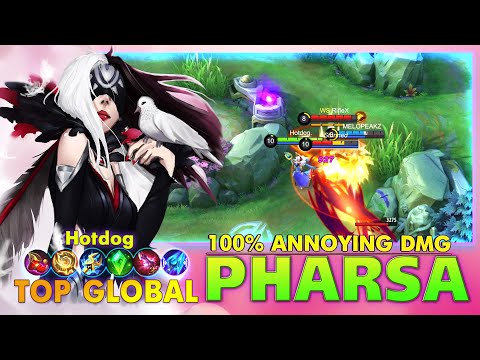 Pharsa 100% Annoying DMG! Top Global Pharsa by Hotdog ~ Mobile Legends