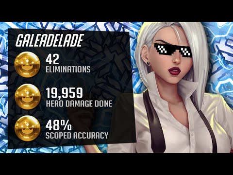 Gale Human Aimbot Ashe gameplay! 42 elims! [ Overwatch Top 500 Season 28 ]