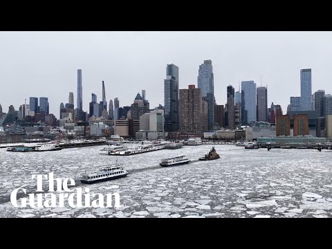 Hudson River turns to ice after heavy snow in New York City