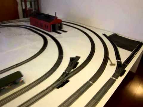 Atlas O Scale 2 rail Train temporary Layout for Christmas Under construction before completion