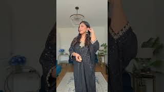 Black Sequins Embroidered Chiffon Kaftan - Video 2