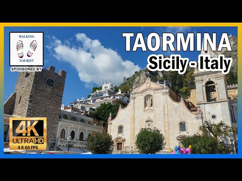 TAORMINA Sicily 4K - 😍 2022 Walking Tour, captions and infos - Taormina town and garden in 4k