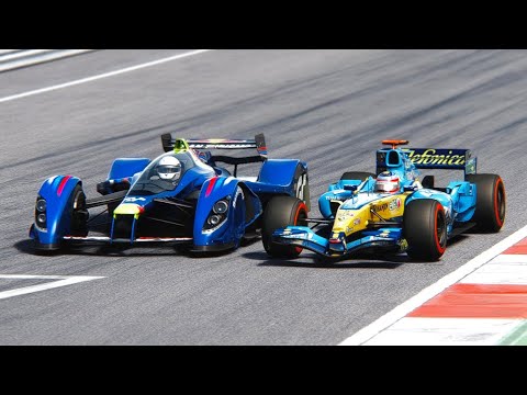 Renault F1 2005 SLICKS TYRES vs Red Bull X2010 - Imola GP