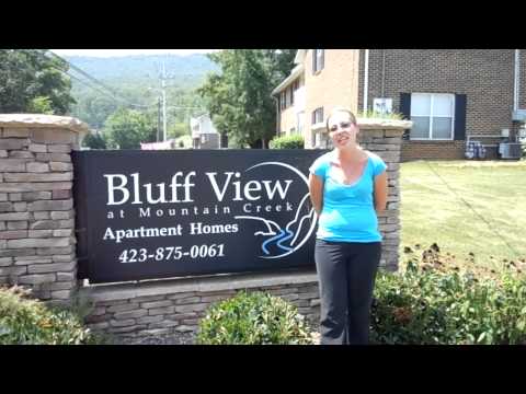 Bluffview Apartments, Chattanooga, TN with Katie at the sign