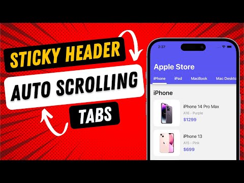 SwiftUI Animated Sticky Header With Auto Scrollable Tabs - Complex Animations - SwiftUI Tutorials thumbnail
