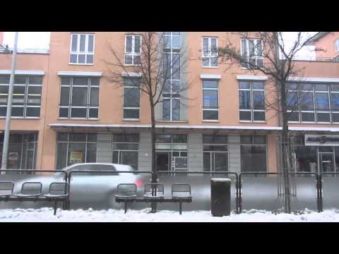 A morning ride with the tram through winterly Dresden (Saxony-Germany)