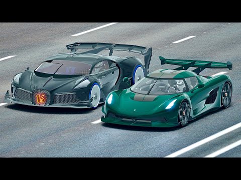 Koenigsegg Jesko Electric Concept vs Bugatti Black Devil VGT - Drag Race 20 KM