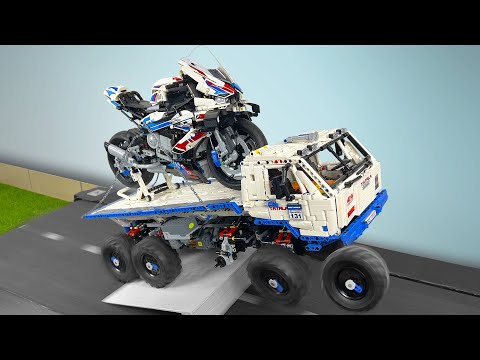 BMW M 1000 RR on Truck vs Ramps - Lego Technic Cars CRASH