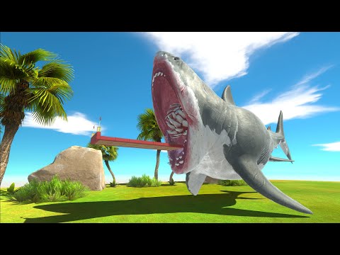 Feeding The Giant Megalodon Slow Motion - Animal Revolt Battle Simulator