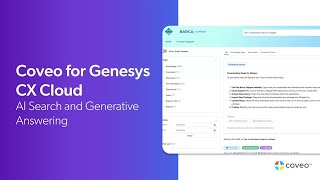 Coveo for Genesys CX Cloud: AI Search and Generative Answering
