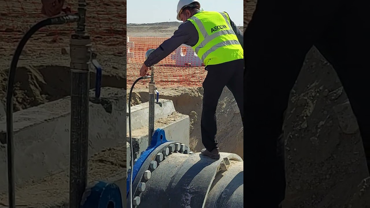 Ductile Iron DN 1600mm dia. Hyrdo Test - Pressure Test reached at about 14 Bar..