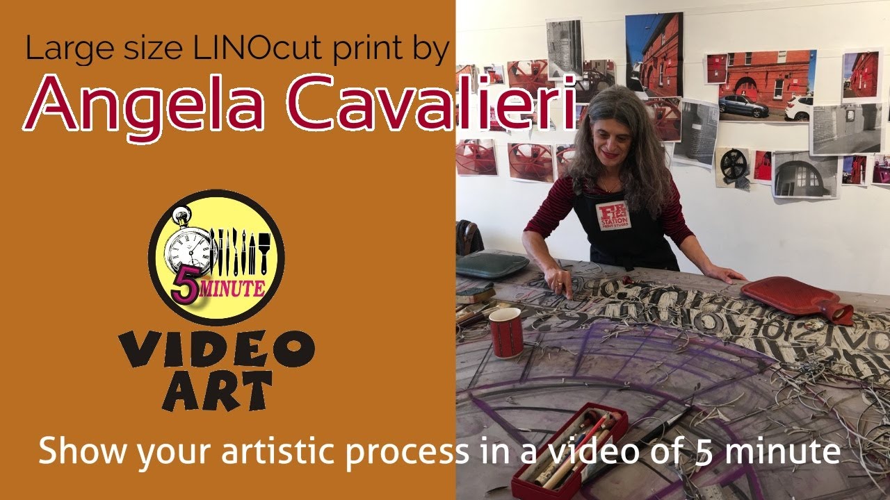 Large Size Linocut Print by Angela Cavalieri || 5 minute art working process video || artist ||