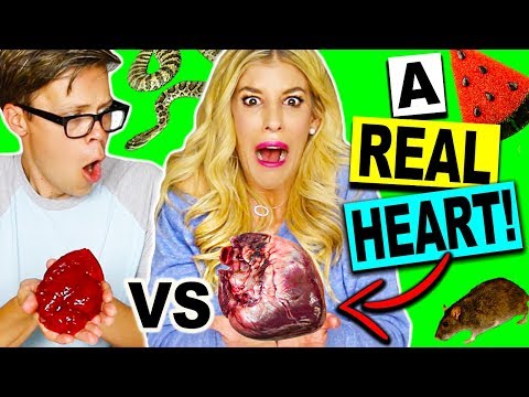 REAL FOOD VS GUMMY FOOD CHALLENGE! (*EATING A REAL HEART!*)