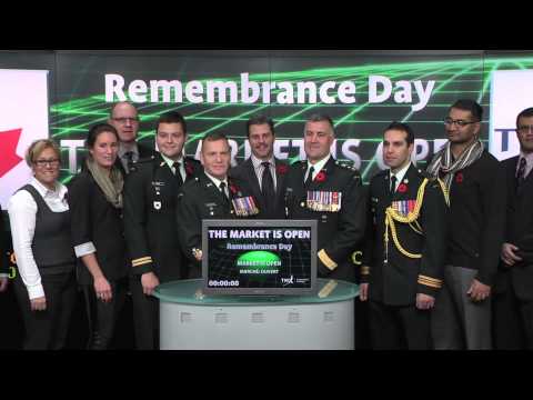Toronto Stock Exchange commemorates Remembrance Day, November 11, 2013.