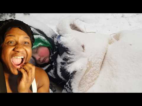 ZoomHQ React to Winter Survival Camping with 4 yr old in Alaska - Primitive Survival Shelter