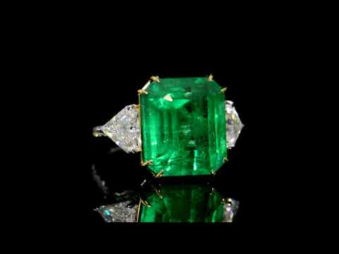 GIA Certified 17.10ct Octagonal Step Cut Emerald and Diamond Ring