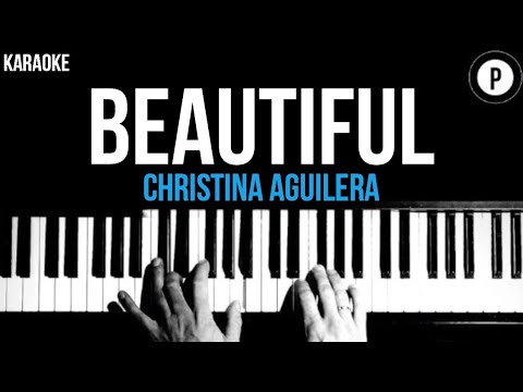 Christina Aguilera - Beautiful Karaoke SLOWER Acoustic Piano Instrumental Cover Lyrics