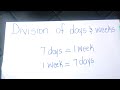 Division of days and week