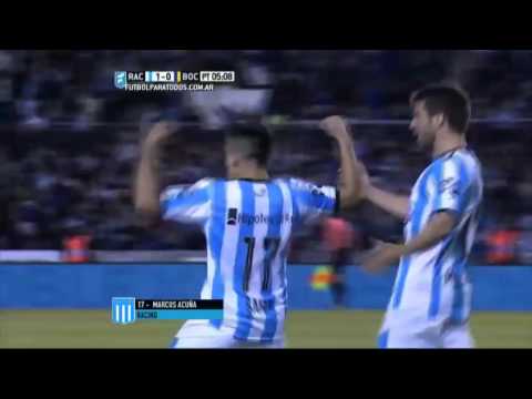 Gol de Acuña  Racing 1   Boca 0  Fecha 28  Primera División 2015  FPT