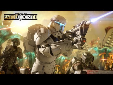 Destroying some CLANKERS on planet Felucia in STAR WARS BATTLEFRONT 2
